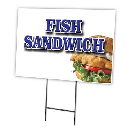 Signmission Fish Sandwich Yard Sign & Stake outdoor plastic coroplast window, C-1216 Fish Sandwich C-1216 Fish Sandwich